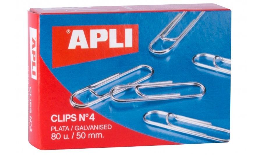 CAJA 80 CLIPS NIQUELADOS Nº 4 50MM APLI