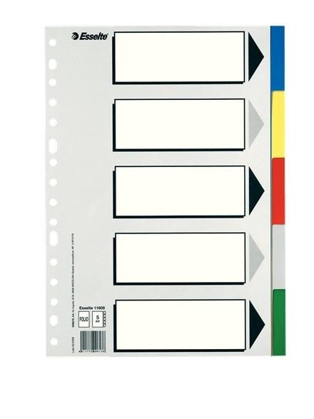 JUEGO SEPARADORES FOLIO 5 COLORES P.P. ESSELTE RF 11609