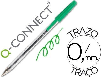 BOLIGRAFO TRANSPARENTE Q-CONNECT VERDE MEDIO KF01043 COD. 34788