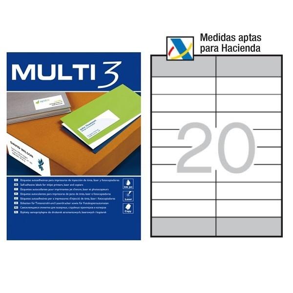 CAJA 100 HOJAS ETIQUETAS 105X29 MULTI 3 RF 10502
