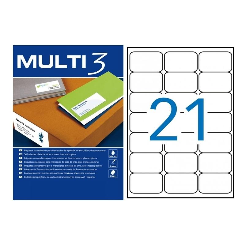 CAJA 100 HOJAS ETIQUETAS 63,5X38,1 MULTI 3 REF 4726