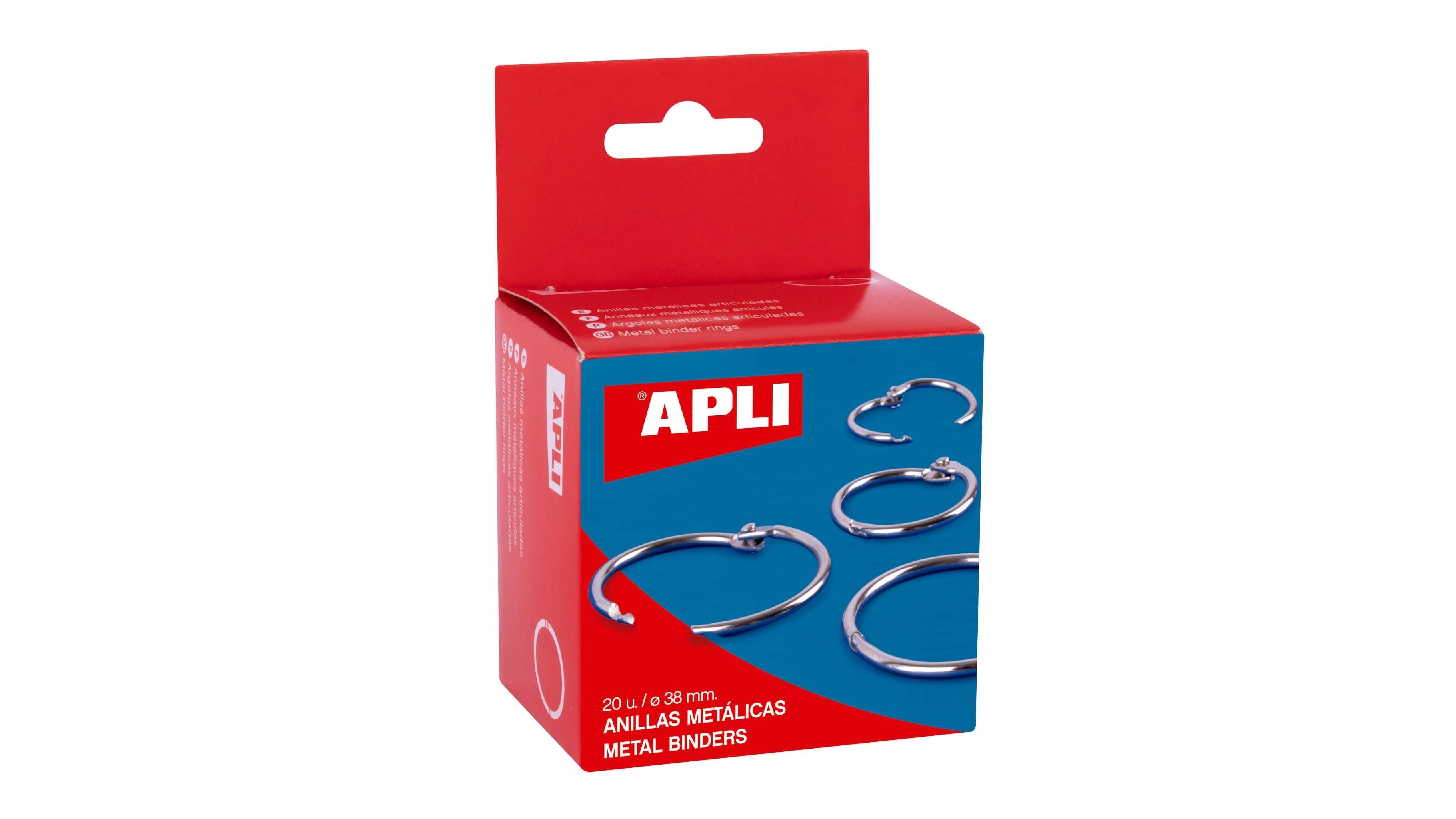 CAJA 20 ANILLAS METALICAS APLI 38MM RF 00454