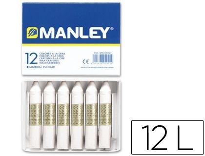 LAPICES CERA MANLEY UNICOLOR BLANCO N.1 CAJA DE 12 UNIDADES COD. 22245