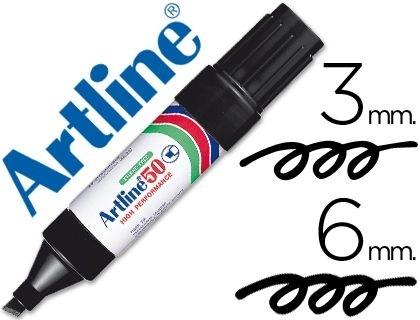 ROTULADOR ARTLINE MARCADOR PERMANENTE EK-50 NEGRO -PUNTA BISELADA 6 MM -PAPEL METAL Y CRISTAL COD. 07014