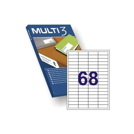 CAJA 100 HOJAS ETIQUETAS 48,5X16,9 MULTI 3 REF 10490