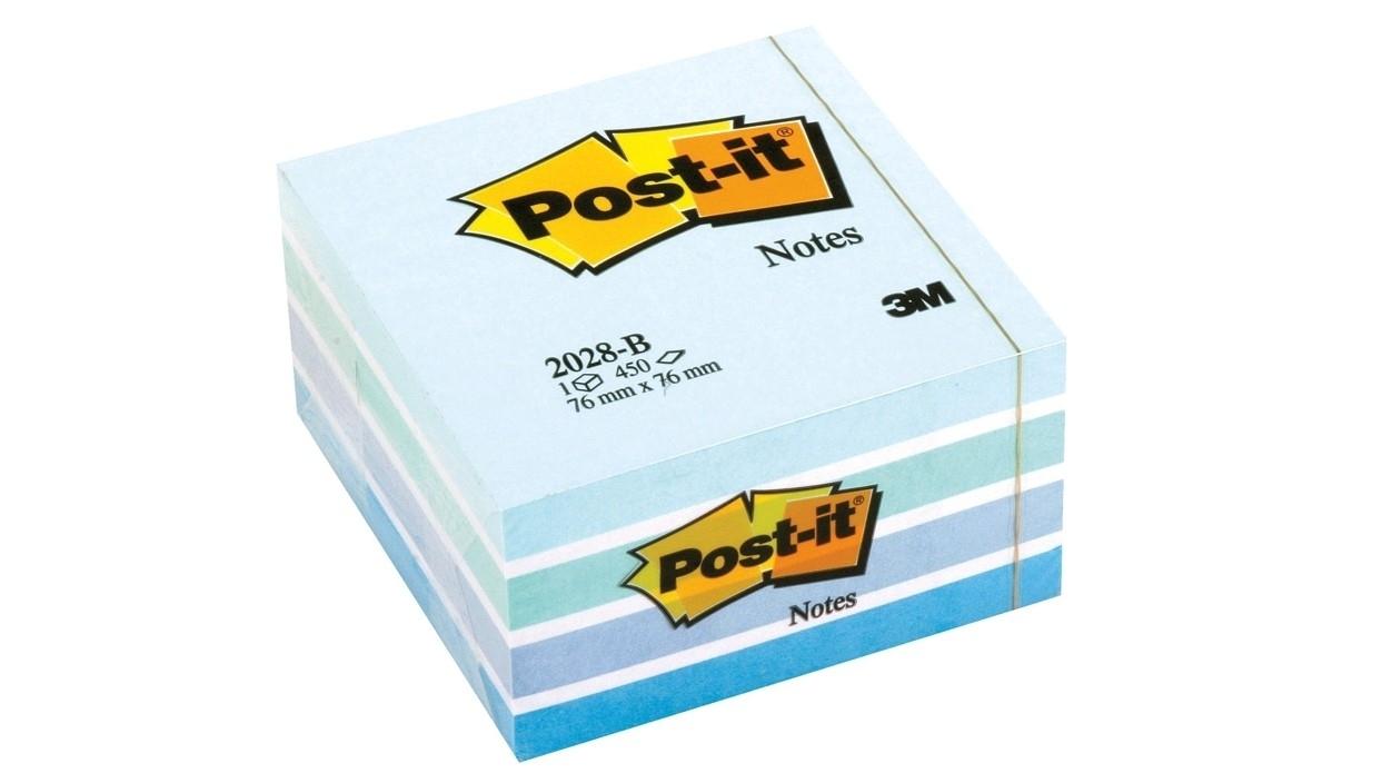 CUBO 450 HOJAS NOTAS POST-IT REPOSICIONABLES 76X76MM AZUL PASTEL