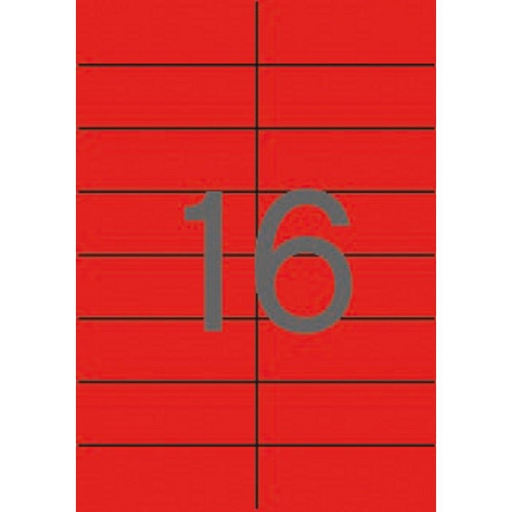 PAQUETE 20 H. ETIQUETAS COLOR ROJO 105X37 APLI RF. 01597