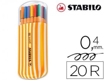 ROTULADOR STABILO PUNTA DE FIBRA POINT 88 ZEBRUI ESTUCHE DE 20 ROTULADORES SURTIDOS COD. 49220