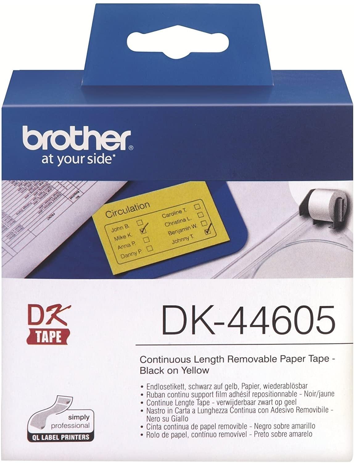 CINTA CONTINUA BROTHER DK44605 62MM X 30,48M PAPEL CONTINUO REMOVIBLE AMARILLO