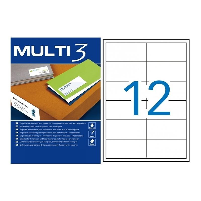 CAJA 100 HOJAS ETIQUETAS 97X42,4 MULTI 3 REF 04706