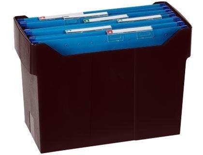 ARCHIBOX SOPORTE SOBREMESA CARPETAS COLGANTES NEGRO DE POLIESTIRENO PARA FORMATO DIN A4 CAPACIDAD 20 CARPETAS