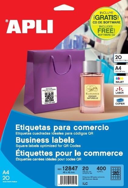 PAQUETE 20 HOJAS ETIQUETAS APLI 45X45 RF 12847