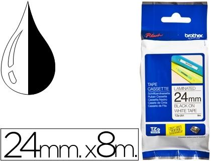 CINTA ROTULADORA BROTHER  24MM TZe 251 NEGRO SOBRE BLANCO