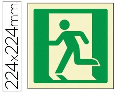 PICTOGRAMA SYSSA SEÑAL DE SALIDA DE EMERGENCIA IZQUIERDA EN PVC FOTOLUMINISCENTE 224X224 MM COD 76043