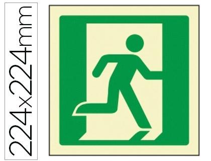 PICTOGRAMA SYSSA SEÑAL DE SALIDA DE EMERGENCIA DERECHA EN PVC FOTOLUMINISCENTE 224X224 MM COD 76044