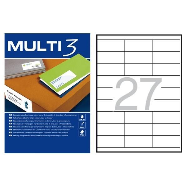 CAJA 100 HOJAS ETIQUETAS 70X30 MULTI 3 RF 04722