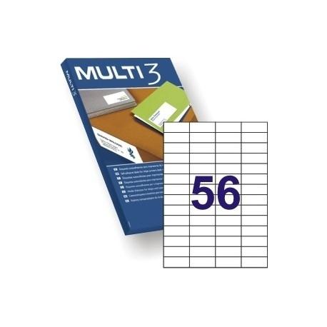 CAJA 100 HOJAS ETIQUETAS 52,5X21,2 MULTI 3 RF 10491