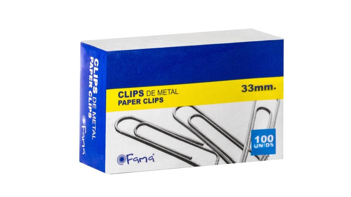 CAJA 100 CLIPS GALVANIZADOS Nº 2 33MM FAMA