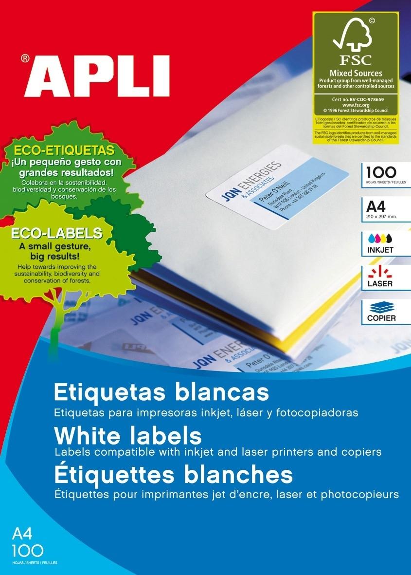 CAJA 100 H. ETIQUETAS BLANCAS ILC A5 210,0 X 148,0 APLI REF 1243