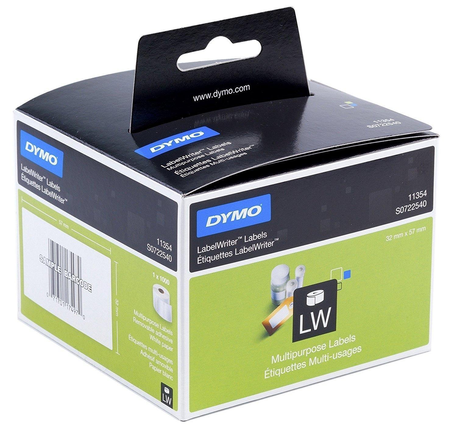 ROLLO 1000 ETIQUETAS ADHESIVAS DYMO LABEL WRITER 11354 - S0722540 TAMAÑO 57X32 MM COLOR BLANCO