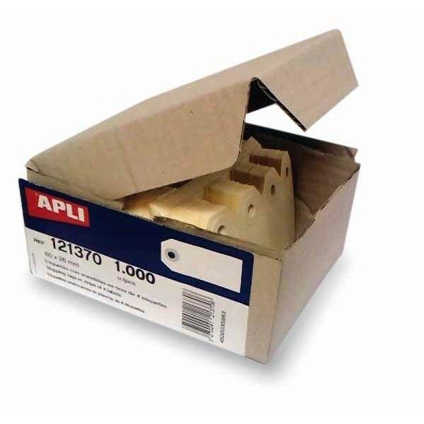 CAJA 1000 ETIQUETAS COLGANTES CON ARANDELA 100X51 APLI RF 121374