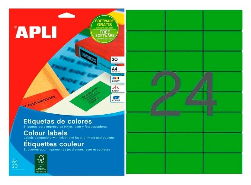 CAJA 20 H. ETIQUETAS VERDES 70 X 37 APLI RF. 01594