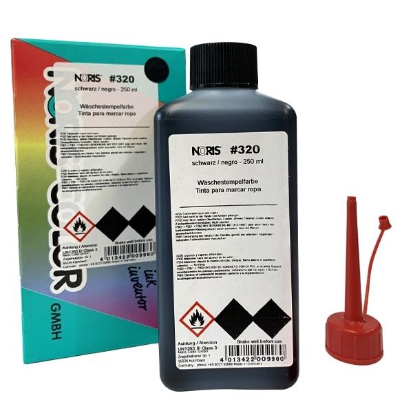 TINTA NEGRA 250ML ESPECIAL NORIS 320 PARA MARCAR ROPA SELLOS MANUALES