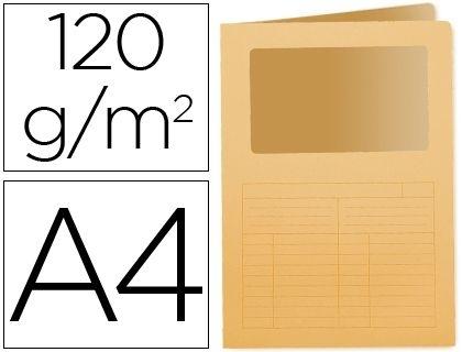 SUBCARPETA CARTULINA Q-CONNECT DIN A4 NARANJA CON VENTANA TRANSPARENTE 120 GR COD 53228