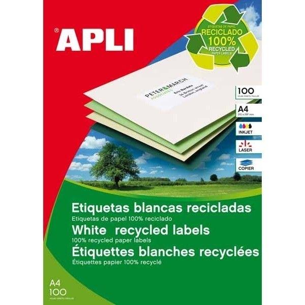 CAJA 100 H. ETIQUETAS 105X29MM RECICLADAS APLI RF. 12063
