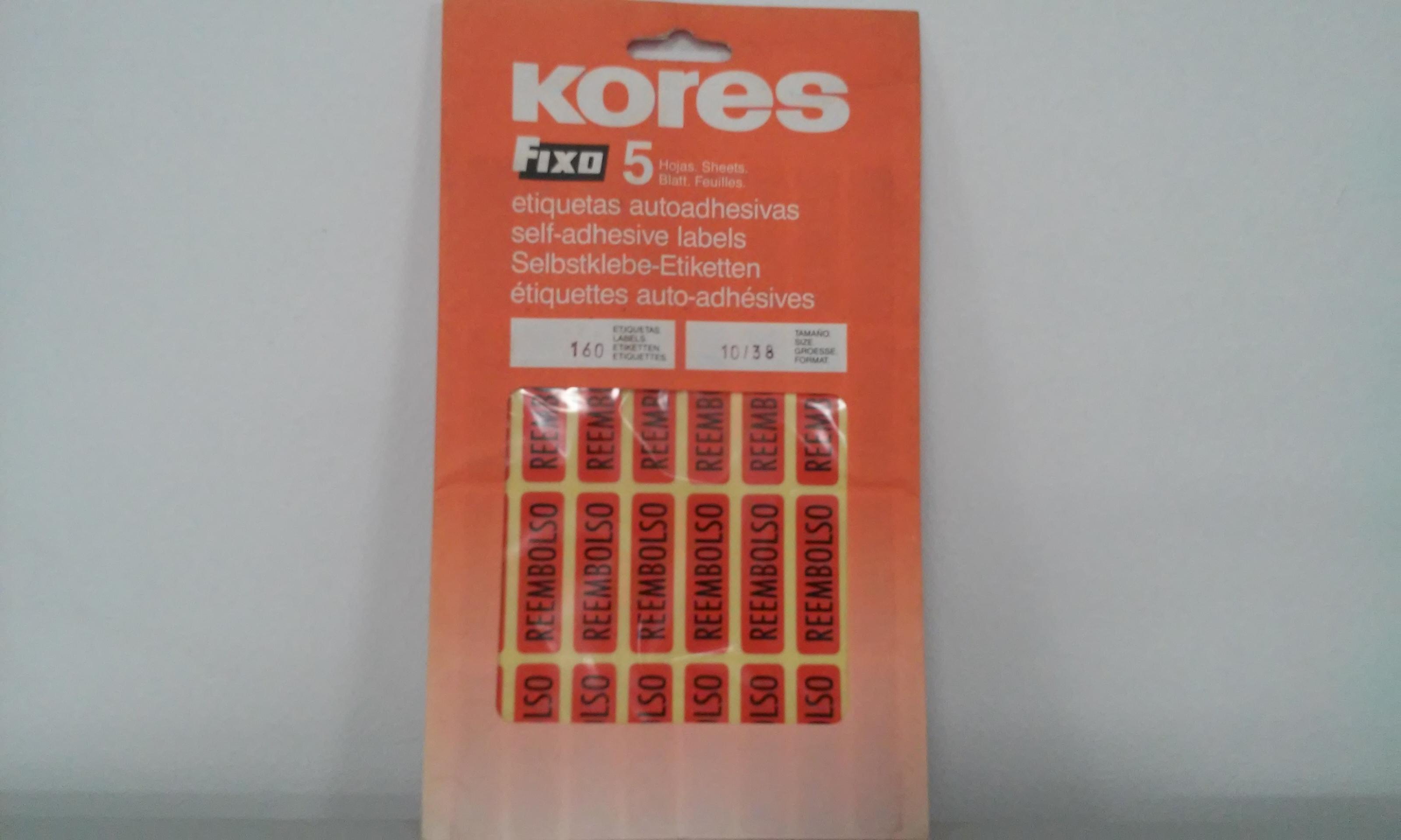 SOBRE ETIQUETAS KORES REEMBOLSO 10X38
