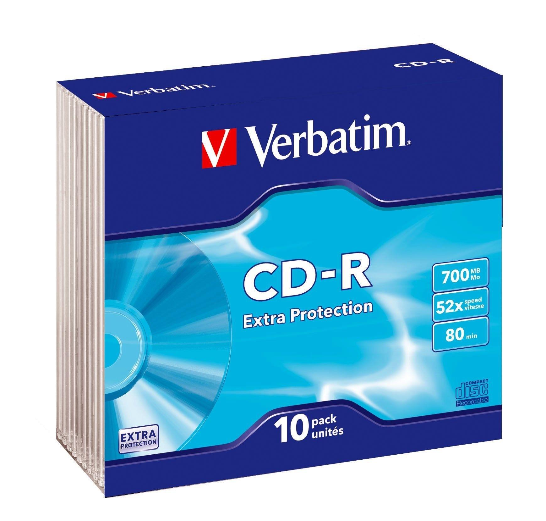 CD-R VERBATIM 700MB 52X SLIM CAJA 10 UNIDADES