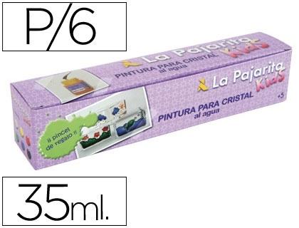 PINTURA LACA CRISTAL LA PAJARITA -SET DE 6 COLORES SURTIDOS +PINCEL COD 48821