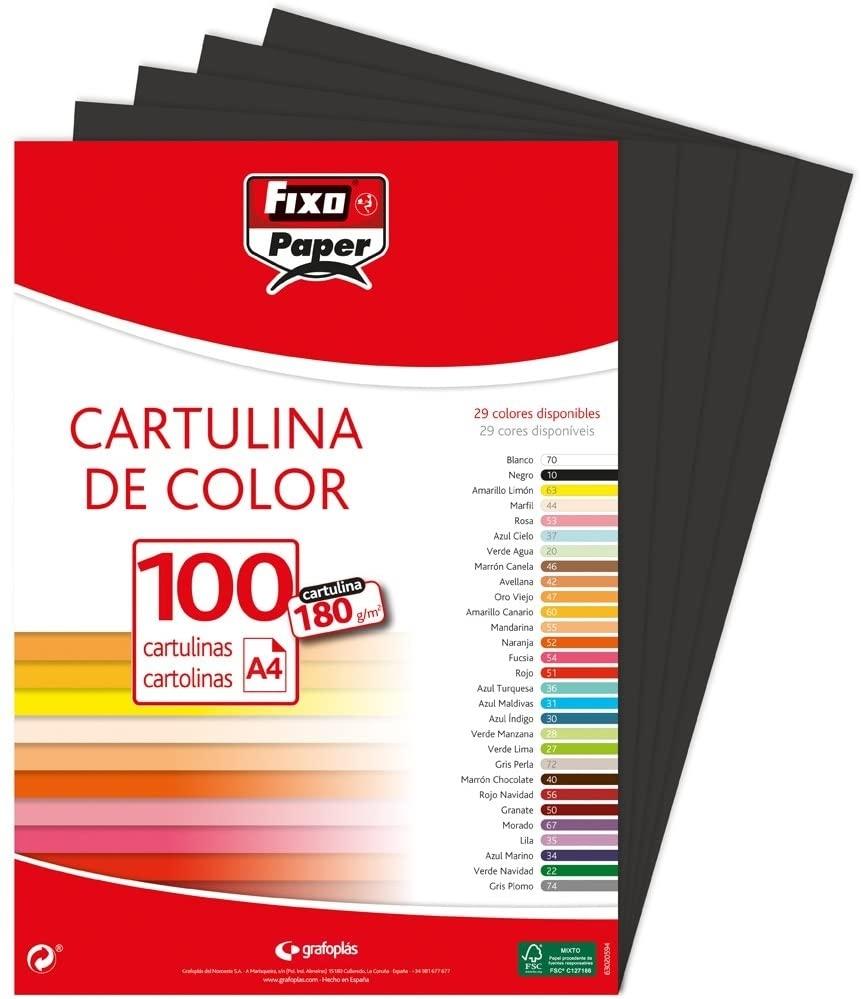 PAQUETE 100 CARTULINAS A-4 NEGRAS 180G/M2 GRAFOPLAS