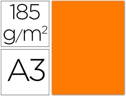 CARTULINA GUARRO DIN A3 NARANJA FLUORESCENTE 185 GR PAQUETE 50 H COD 54787