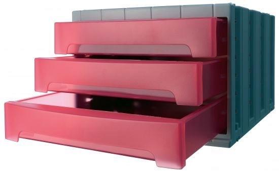 MODULO DE 3 CAJONES ARCHIVOTEC SERIE 6000 FUCSIA TRANSLUCIDO