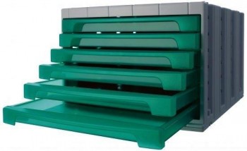 MODULO DE 6 CAJONES ARCHIVOTEC SERIE 6000 VERDE TRANSLUCIDO