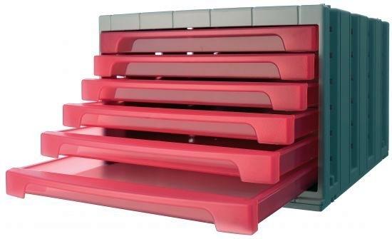 MODULO DE 6 CAJONES ARCHIVOTEC SERIE 6000 FUCSIA TRANSLUCIDO
