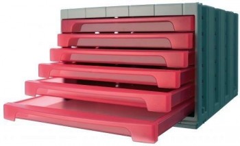 MODULO DE 6 CAJONES ARCHIVOTEC SERIE 6000 FUCSIA TRANSLUCIDO