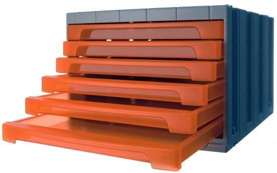 MODULO DE 6 CAJONES ARCHIVOTEC SERIE 6000 NARANJA TRANSLUCIDO
