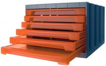 MODULO DE 6 CAJONES ARCHIVOTEC SERIE 6000 NARANJA TRANSLUCIDO