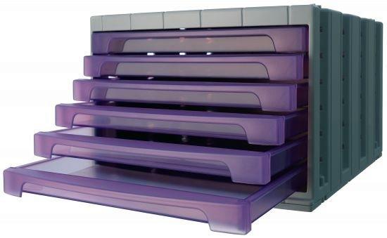 MODULO DE 6 CAJONES ARCHIVOTEC SERIE 6000 MALVA TRANSLUCIDO