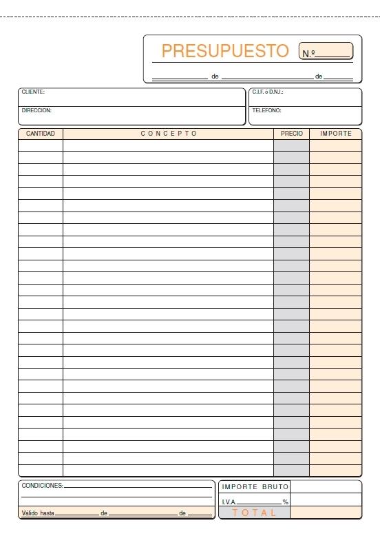 TALONARIO LOAN PRESUPUESTOS T-96 FOLIO NATURAL DUPLICADO