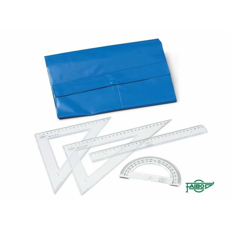 ESTUCHE ESCUADRA Y CARTABON 25CM REGLA 30CM Y SEMICIRCULO 15CM FAIBO