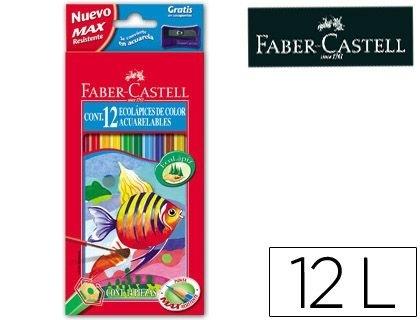 LAPICES DE COLORES FABER-CASTELL ACUARELABLES CAJA 12 SURTIDOS COD 52194