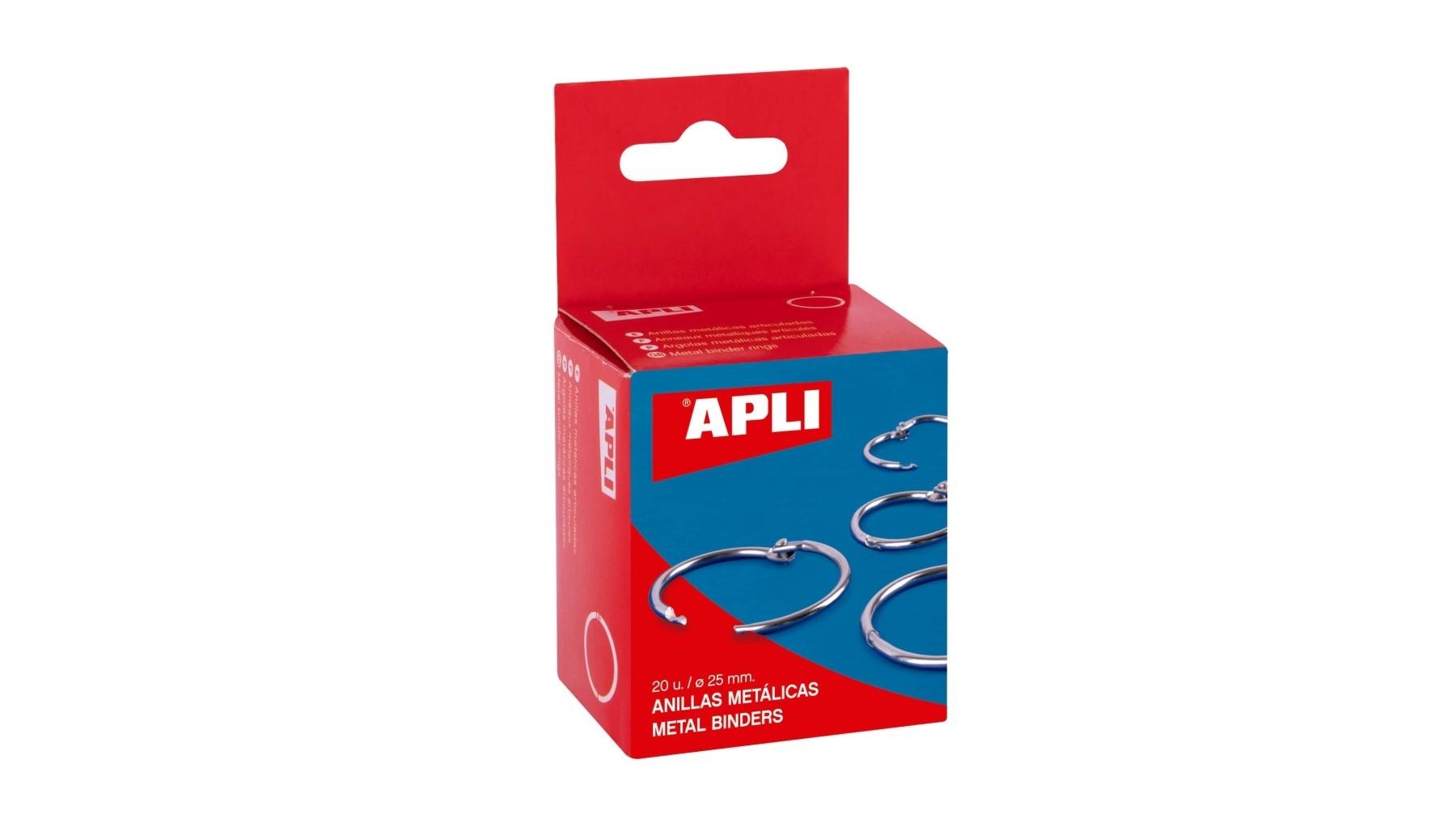 CAJA 20 ANILLAS METALICAS APLI 25MM RF 00452
