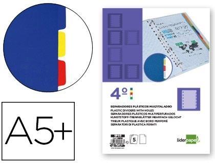 SEPARADOR LIDERPAPEL PLASTICO JUEGO DE 5 SEPARADORES CUARTO 11 TALADROS COD 09096