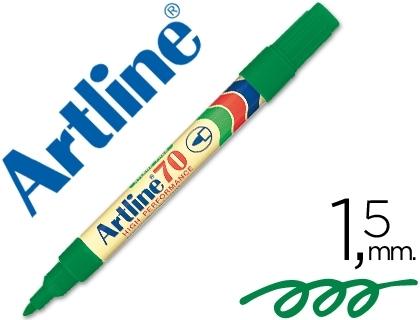ROTULADOR ARTLINE MARCADOR PERMANENTE EK-70 VERDE -PUNTA REDONDA 1.5 MM -PAPEL METAL Y CRISTAL COD 06952