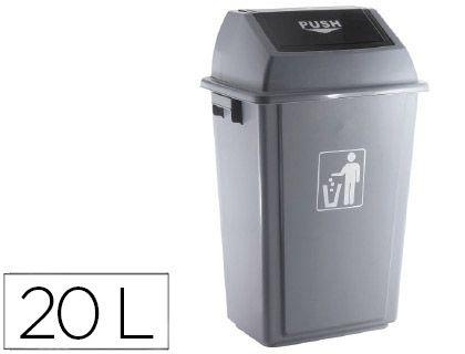 PAPELERA CONTENEDOR Q-CONNECT PLASTICO CON TAPA DE BALANCIN 20 LITROS 340X240X450 MM GRIS COD 75175