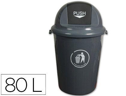PAPELERA CONTENEDOR Q-CONNECT PLASTICO CON TAPADERA 80L COLOR GRIS 450X760 MM COD 36133