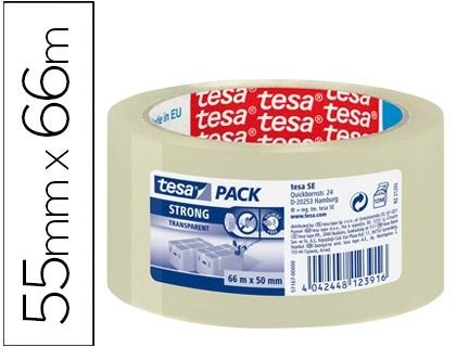 CINTA ADHESIVA TESA TRANSPARENTE STRONG 66 MT X 50 MM PARA EMBALAJE BAJO RUIDO COD 78072